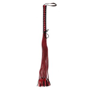 Fouet BDSM en cuir rouge 90cm